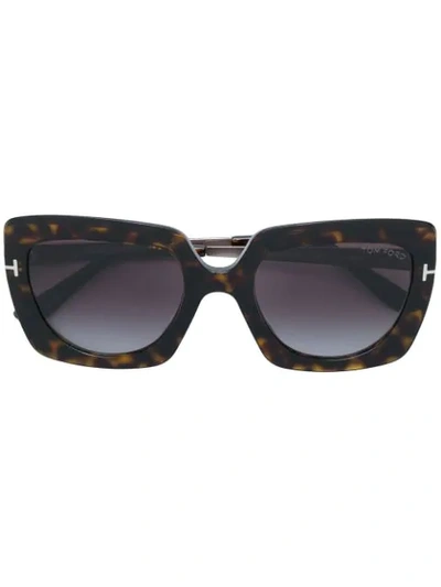 Tom Ford Tortoise Square Sunglasses In Brown