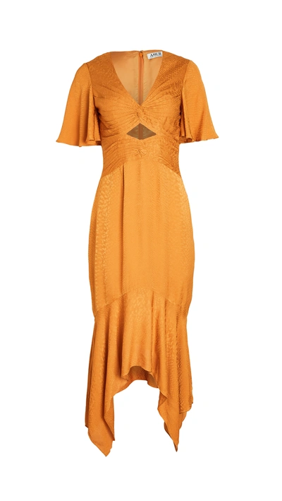 Amur Tezza Coutout Midi Dress In Gold