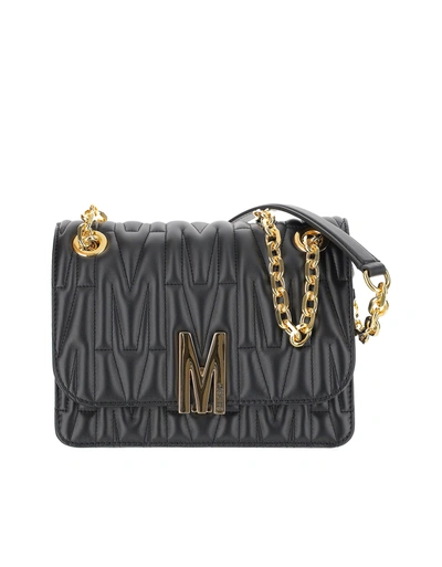 Moschino M Quilted Leather Medium Bag In Fantasy Print Black
