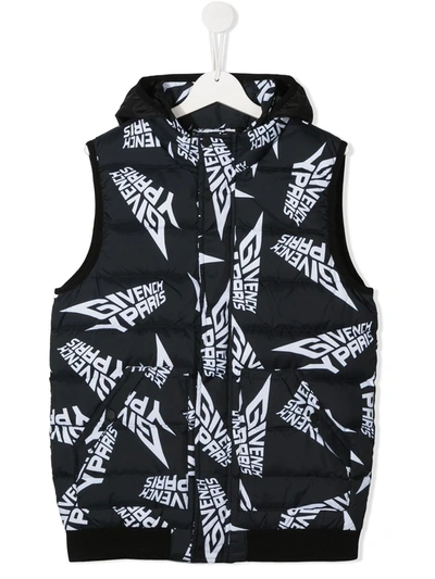 Givenchy Teen Graphic-print Hooded Gilet In Black