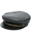 Eugenia Kim Marina Chain-embellished Leather Cap In Black