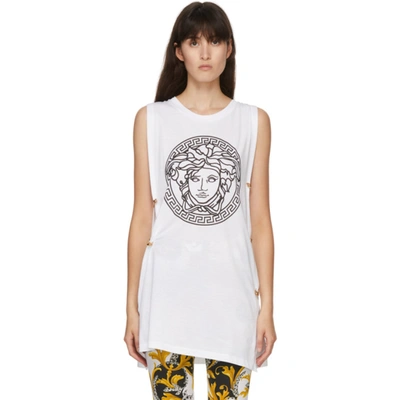 Versace White And Black Medusa Head Tank Top In A2048 Bianc