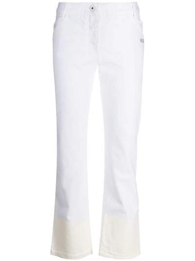 Off-white Contrast Hem Mid-rise Jeans In White