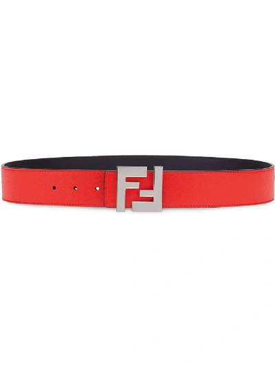 Fendi Ff Reversible Leather Logo Belt In Red ModeSens