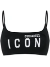 Dsquared2 Icon Print Bikini Top In Black