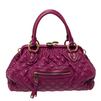 Pre-owned Marc Jacobs Purple Quilted Leather Stam Satchel