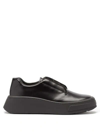 Prada Chunky-sole Logo-debossed Leather Derby Shoes In Black