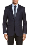 Hugo Boss Hayes Cyl Slim Fit Solid Wool Sport Coat In Dark Blue