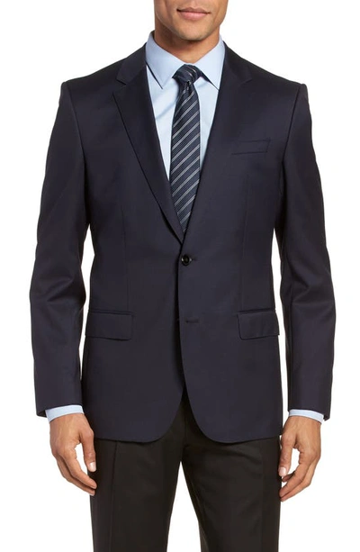 Hugo Boss Hayes Cyl Slim Fit Solid Wool Sport Coat In Dark Blue