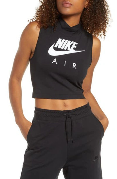Nike Sportswear Air Mock Neck Crop Tank In Black/white