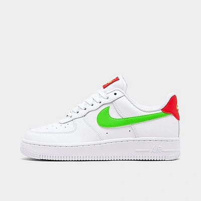 Nike Air Force 1 '07 Sneakers In White With Neon Swoosh