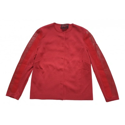 Pre-owned Giambattista Valli Wool Cardigan In Red