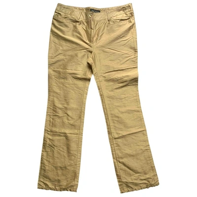 Pre-owned Tara Jarmon Silk Straight Trousers In Gold