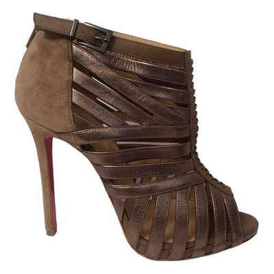 Pre-owned Christian Louboutin Leather Open Toe Boots In Metallic