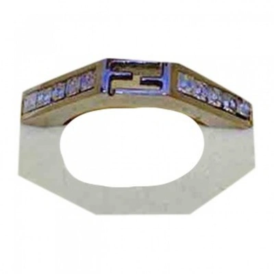 Pre-owned Fendi Baguette Ring In Silver