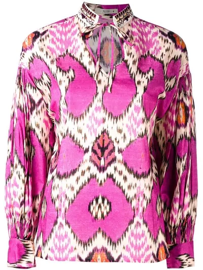 Etro Printed Cotton Blouse In Pink/purple
