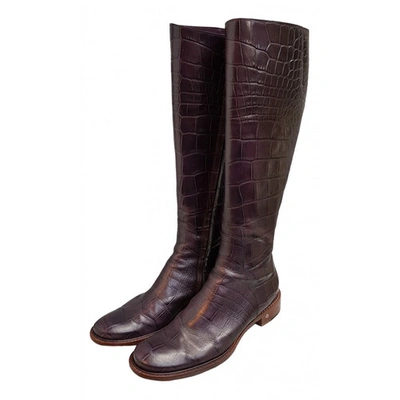 Pre-owned Celine Purple Leather Boots
