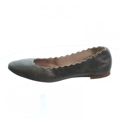 Pre-owned Chloé Grey Leather Ballet Flats