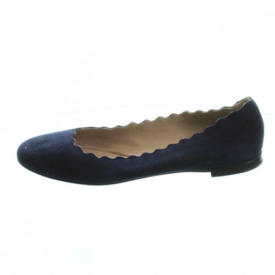 Pre-owned Chloé Navy Suede Ballet Flats