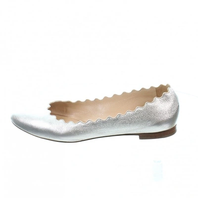 Pre-owned Chloé Silver Leather Ballet Flats