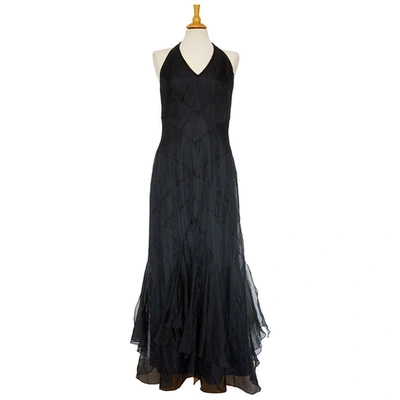 Pre-owned Roberto Cavalli Silk Maxi Dress In Black