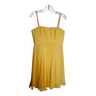 Pre-owned Bcbg Max Azria Silk Mid-length Dress In Yellow