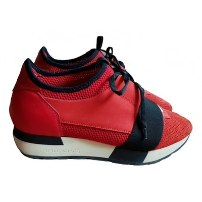 Pre-owned Balenciaga Race Cloth Trainers In Red