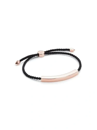 Monica Vinader Linear 18ct Rose Gold-plated Friendship Bracelet In Black