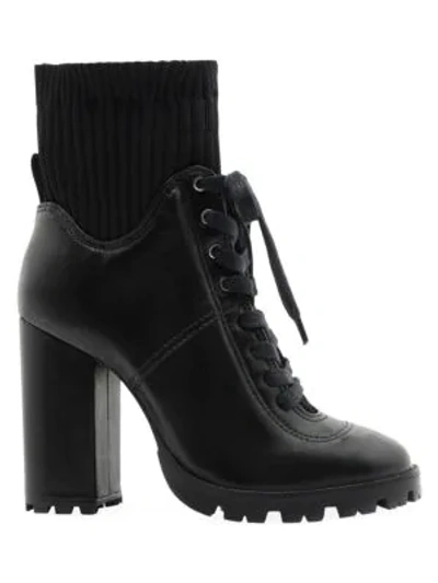 Schutz Women's Cheryl Leather Sock Combat Boots In Black