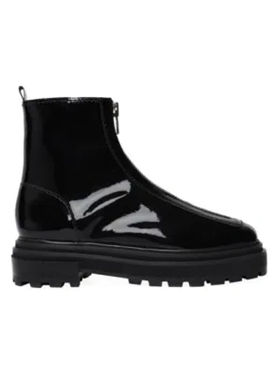 Schutz Maryele Patent Leather Combat Boots In Black