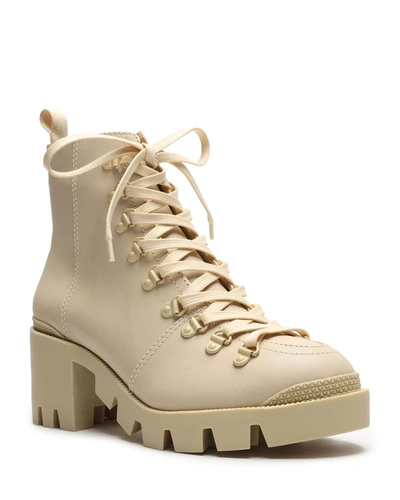 Schutz Xayane Lug-sole Leather Combat Boots In Almond Buff
