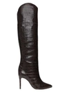 Schutz Women's Julyanne Over-the-knee Croc-embossed Leather Boots In Dark Chocolate