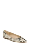 Sam Edelman Women's Stacey Pointed Toe Embossed Flats In Nude Black Leather