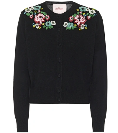 Marc Jacobs The Beaded Love Embellished Button-up Cardigan In Black