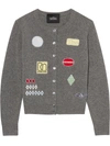 Marc Jacobs The Embroidered Long-sleeve Button-up Wool Cardigan In Grey