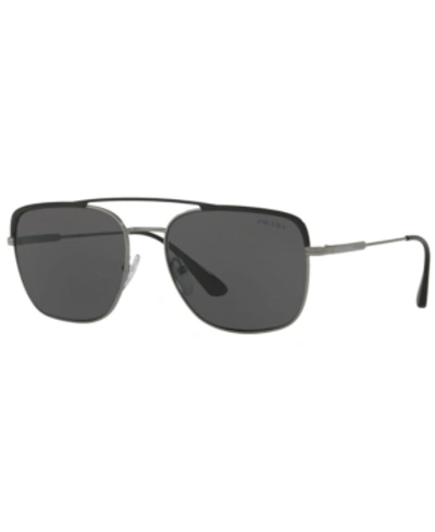 Prada Grey Rectangular Mens Sunglasses Pr 53vs M4y5s0 59 In Black,grey,gunmetal