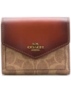 Coach Wallet In Leather And Coated Canvas With Logo In Brown