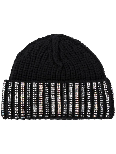 Ermanno Scervino Hat In Pure Wool With Jewel Rhinestones In Black