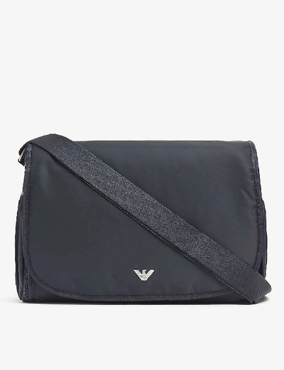 Emporio Armani Babies' Navy Logo-embellished Woven Changing Bag