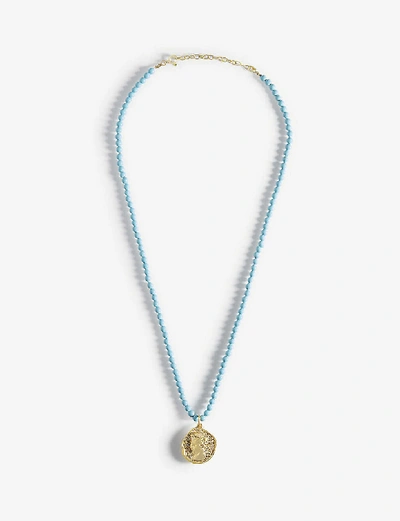 Hermina Athens Hermis Yellow Gold-plated Sterling Silver And Turquoise Necklace In Gold & Turquoise