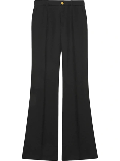 Gucci Flared High-waisted Trousers In Black