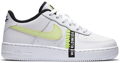 Pre-owned Nike Air Force 1 Low Worldwide White Barely Volt (gs) In White/volt-black-barely Volt