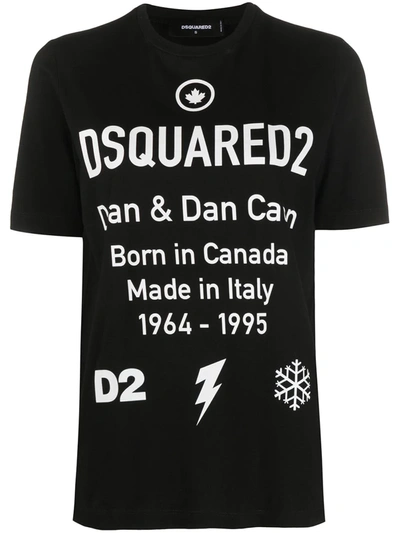 Dsquared2 Crew Neck T-shirt With Logo Print In Black