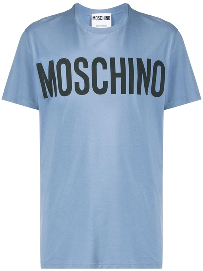 Moschino Couture Crew Neck T-shirt With Logo In Blue