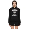 Moschino Oversize Cotton Jersey Sweatshirt Hoodie In Black,white