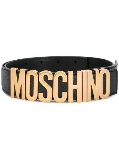 Moschino Lettering Logo Belt In Black