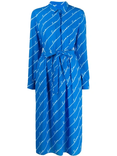 Chinti & Parker Belted Printed Crepe De Chine Midi Shirt Dress In Blue