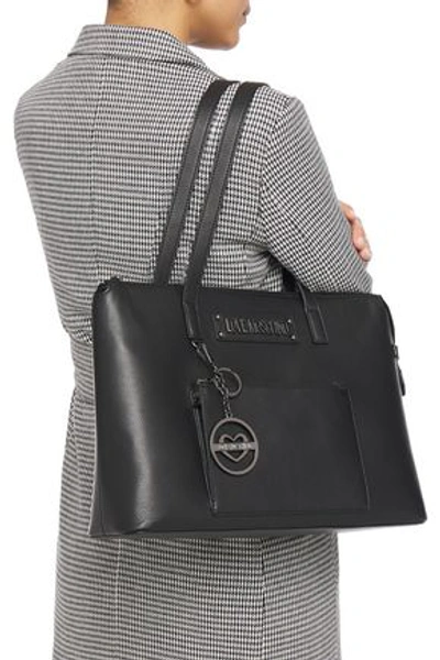 Love Moschino Logo-embellished Pebbled-leather Shoulder Bag In Black