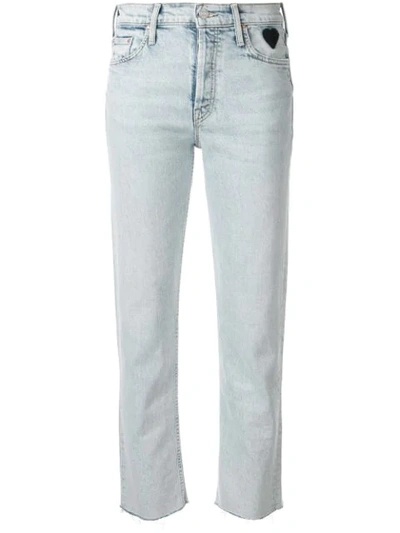 Mother Faded High-rise Straight-leg Jeans In Blue