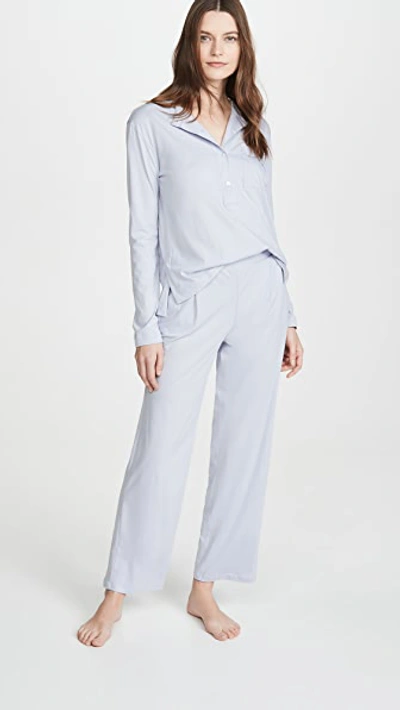 Skin Kaelyn Organic Pima Cotton-jersey Pajama Pants In Pale Cerulean